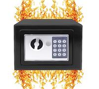 GUHPZA Caja Fuerte Pequeña con Cerradura De Combinación, Caja De Carga Frontal, Hucha Metálica con Tapete para Caja De Seguridad, Negra, 16 L，Black-4.6L