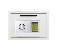 GUHPZA Caja Fuerte Pequeña con Cerradura De Combinación, Caja De Carga Frontal, Hucha Metálica con Tapete para Caja De Seguridad, Negra, 16 L，White-16L