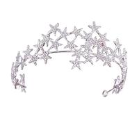 GUHPZA Corona Nupcial De Plata con Cristales, Corona Nupcial Y Accesorios para El Cabello, Diadema con Diamantes De Imitación, Joyería para El Cabello De Novia, Tocad,A-Silver