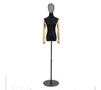 GUHPZA Cuerpo De Maniquí Femenino Negro con Torso, Brazos De Plástico, Medio Torso con Base Redonda Y Altura Ajustable.,Style4-Small