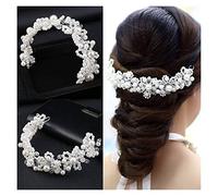 GUHPZA Diadema De Flores con Perlas De Imitación Hecha A Mano, Diadema De Cristal, Corona para Novia, Boda, Diadema para Mujer, Accesorio para El Cabello,