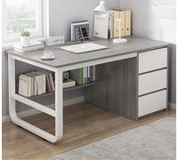 GUHPZA Escritorio De Sobremesa, Escritorio Industrial para Computadora con 2 Cajones Y Compartimentos De Almacenamiento, Escritorio Moderno para Oficina En Casa Y Estudio, Estac,Gris-47x20x29in