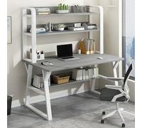 GUHPZA Escritorio sobre La Cama, Escritorio De Computadora Moderno con Aparador Y Estantería: Estación De Trabajo para Oficina En Casa Que Ahorra Espacio, Escritorio para Juegos,Gris-100 * 50cm