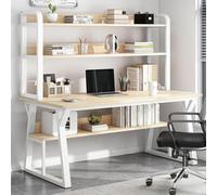 GUHPZA Escritorio sobre La Cama, Escritorio De Computadora Moderno con Aparador Y Estantería: Estación De Trabajo para Oficina En Casa Que Ahorra Espacio, Escritorio para Juegos,Beige-100 * 50cm