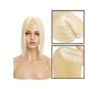 GUHPZA Las Mujeres Cubren Sus Pelucas Calvas. Adorno De Cabello Humano De 6 A 18 Pulgadas para Mujeres, Cabello Humano Real Sin Flequillo, 10 X 12 Cm, Base De Seda In,Bleach Blonde-8inch