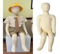 GUHPZA Maniquí De Cuerpo Completo para Niños De Talla 1 A 12 Años, Maniquí Realista Y Flexible con Cabeza Y Brazos Ajustables, Base De Acero Inoxidable, Torso Infantil.,Sitting Model 5 Year Old