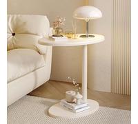 GUHPZA Mesa Auxiliar En Forma De C, Mesa Auxiliar Moderna para Sofá, Mesa Auxiliar con Estructura De Metal En Forma De C, Mesa Auxiliar De Fácil Montaje, Mesa Auxiliar Ovalada P,Blanco