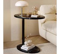 GUHPZA Mesa Auxiliar En Forma De C, Mesa Auxiliar Moderna para Sofá, Mesa Auxiliar con Estructura De Metal En Forma De C, Mesa Auxiliar De Fácil Montaje, Mesa Auxiliar Ovalada P,Negro