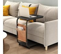 GUHPZA Mesa Auxiliar sobre La Cama con Bolsillo De Almacenamiento Y Ruedas Giratorias, Mesa De Sofá Que Se Desliza, Mesa con Bandeja para TV, Mesa Portátil para Computadora Port,Negro-Talla única