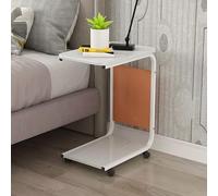 GUHPZA Mesa Auxiliar sobre La Cama con Bolsillo De Almacenamiento Y Ruedas Giratorias, Mesa De Sofá Que Se Desliza, Mesa con Bandeja para TV, Mesa Portátil para Computadora Port,Blanco-Talla única