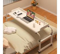 GUHPZA Mesa De Cama Ajustable con 4 Ruedas, Altura 65 95 Cm, Longitud 115 210 Cm, Color Blanco,Tipo A Blanco