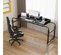 GUHPZA Mesa De Cama Ajustable con 4 Ruedas, Altura 65 95 Cm, Longitud 115 210 Cm, Color Blanco,Tipo A Negro