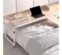 GUHPZA Mesa De Cama Ajustable con Ruedas, Mesa De Trabajo De Pie De 115 A 210 Cm Y Bandeja para Alimentos, Mesa Médica con Ruedas De Altura Ajustable De 65 A 95 Cm para Uso Domé,Madera-Talla única