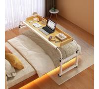 GUHPZA Mesa De Cama Ajustable con Ruedas para Cama Tamaño Queen, Escritorio Extensible con Ruedas para Uso Hospitalario Y DomésticoRoble-120 cm/47,2 Pulgadas
