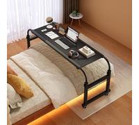 GUHPZA Mesa De Cama Ajustable con Ruedas para Cama Tamaño Queen, Mesa Médica Rodante para Hospital Y Hogar, Color Blanco,Negro-120cm/47,2 Pulgadas