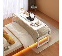 GUHPZA Mesa De Cama Ajustable con Ruedas para Cama Tamaño Queen, Mesa Médica Rodante para Hospital Y Hogar, Color Blanco,Blanco-120 cm/47,2 Pulgadas