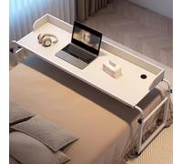 GUHPZA Mesa De Cama Ajustable, Mesa De Cama con Ruedas, Escritorio De Cama, Mesa De Cama Tamaño King, Mesa con Bandeja con Ruedas para Computadora Portátil Y Escritura para Sala,Blanco-120cm