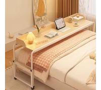 GUHPZA Mesa De Cama Ajustable, Mesa De Cama con Ruedas, Escritorio De Cama, Mesa De Cama Tamaño King, Mesa con Bandeja con Ruedas para Computadora Portátil Y Escritura para SalaColor madera-120cm