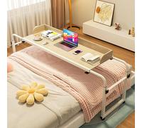 GUHPZA Mesa De Cama Ajustable, Mesa De Cama, Escritorio para Computadora Portátil, Carrito De Almacenamiento con Ruedas para Trabajar, Comer, Mesa De Cama, Estación De Trabajo,Madera