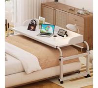 GUHPZA Mesa De Cama Ajustable, Mesa De Cama, Escritorio para Computadora Portátil, Carrito De Almacenamiento con Ruedas para Trabajar, Comer, Mesa De Cama, Estación De Trabajo,Blanco