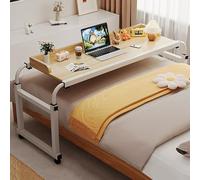 GUHPZA Mesa De Cama Ajustable, Mesa De Noche Móvil con 4 Ruedas, Escritorio para Cama De 115 A 210 Cm De Altura Ajustable, Mesa De Cama, Escritorio para Computadora, Estación De,Madera