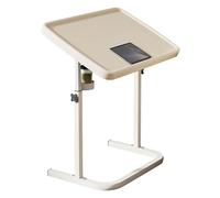 GUHPZA Mesa De Cama Ajustable, Mesa De Noche Plegable para Sofá, Mesa De Noche con Portavasos, Escritorio Portátil para Computadora Portátil para Cama O Sofá, Bandeja De Cena De,Beige