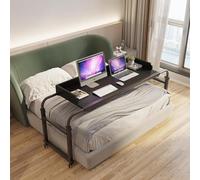 GUHPZA Mesa De Cama con 4 Ruedas, Mesas De Cama Ajustables De 115 A 210 Cm, Escritorio para Computadora, Estación De Trabajo De Pie, Bandeja para Alimentos, Mesa Médica con Rued,Negro-Talla única