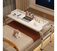 GUHPZA Mesa De Cama con Altura Ajustable para Computadora Portátil, Mesa De Cama con Ruedas, Hogar, Dormitorio, Oficina, Hospital, Escritorio Móvil con Cama Cru,Blanco