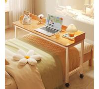 GUHPZA Mesa De Cama con Ruedas De 360°, Mesa De Cama, Escritorio De Tamaño Queen O Full, Carrito para Computadora Portátil, Escritorio Médico con Ruedas Y Patas De Metal Resiste,Roble