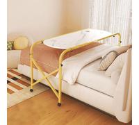 GUHPZA Mesa De Cama con Ruedas, Mesa De Cama con 4 Ruedas, Escritorio De Cama Tamaño Queen, Escritorio De Computadora Móvil con Altura Y Longitud Ajustables, Mesa De Enfermería,Oro-a