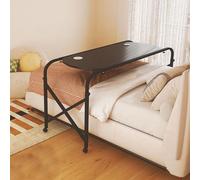 GUHPZA Mesa De Cama con Ruedas, Mesa De Cama con 4 Ruedas, Escritorio De Cama Tamaño Queen, Escritorio De Computadora Móvil con Altura Y Longitud Ajustables, Mesa De Enfermería,Negro-a