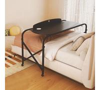 GUHPZA Mesa De Cama con Ruedas, Mesa De Cama con 4 Ruedas, Escritorio De Cama Tamaño Queen, Escritorio De Computadora Móvil con Altura Y Longitud Ajustables, Mesa De Enfermería,Negro-b