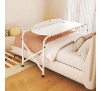 GUHPZA Mesa De Cama con Ruedas, Mesa De Cama con 4 Ruedas, Escritorio De Cama Tamaño Queen, Escritorio De Computadora Móvil con Altura Y Longitud Ajustables, Mesa De Enfermería,Blanco-b