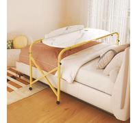 GUHPZA Mesa De Cama con Ruedas, Mesa De Cama con 4 Ruedas, Escritorio De Cama Tamaño Queen, Escritorio De Computadora Móvil con Altura Y Longitud Ajustables, Mesa De Enfermería,Oro-b