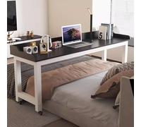 GUHPZA Mesa De Cama con Ruedas Y Altura Ajustable - Escritorio De Computadora con Ruedas para Cama De Tamaño Twin/Full/Queen/King - Estación De Trabajo De Pie Y Escritorio con BMarco Negro y Blanco