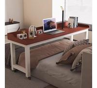 GUHPZA Mesa De Cama con Ruedas Y Altura Ajustable - Escritorio De Computadora con Ruedas para Cama De Tamaño Twin/Full/Queen/King - Estación De Trabajo De Pie Y Escritorio con BMarco marrón y Blanco