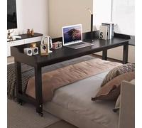 GUHPZA Mesa De Cama con Ruedas Y Altura Ajustable - Escritorio De Computadora con Ruedas para Cama De Tamaño Twin/Full/Queen/King - Estación De Trabajo De Pie Y Escritorio con BMarco Negro-Negro