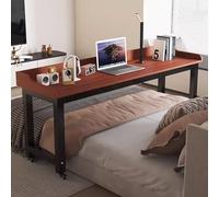 GUHPZA Mesa De Cama con Ruedas Y Altura Ajustable - Escritorio De Computadora con Ruedas para Cama De Tamaño Twin/Full/Queen/King - Estación De Trabajo De Pie Y Escritorio con BMarco marrón y Negro
