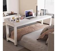 GUHPZA Mesa De Cama con Ruedas Y Altura Ajustable - Escritorio De Computadora con Ruedas para Cama De Tamaño Twin/Full/Queen/King - Estación De Trabajo De Pie Y Escritorio con BMarco Blanco-Blanco