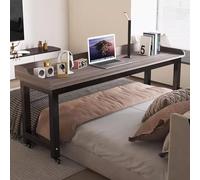GUHPZA Mesa De Cama con Ruedas Y Altura Ajustable - Escritorio De Computadora con Ruedas para Cama De Tamaño Twin/Full/Queen/King - Estación De Trabajo De Pie Y Escritorio con B