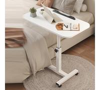 GUHPZA Mesa De Cama con Ruedas Y Altura Ajustable, Mesa De Cama con Bandeja Inclinable para Sofá Cama, Tiras Deflectoras Individuales, Patas BlancasPatas de Mesa Bianco-White