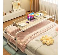 GUHPZA Mesa De Cama con Ruedas Y Altura Ajustable para Cama Individual, Matrimonial, Queen O King Size, Escritorio para Computadora con Ruedas, Estación De Trabajo De Pie, Bande,Madera