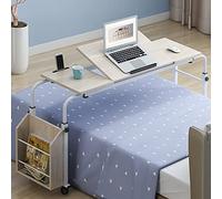 GUHPZA Mesa De Cama con Ruedas Y Tablero Inclinable, Mesa De Computadora De Altura Ajustable, Estación De Trabajo De Pie, Mesa Médica con Ruedas para El Hogar Y El Hospital,Natural-47 Pulgadas