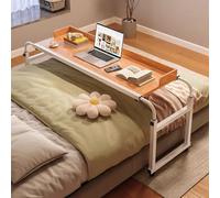 GUHPZA Mesa De Cama De Altura Ajustable, Escritorio Portátil para Cama con Ruedas Giratorias, Soporte para Computadora con Bandeja para Alimentos, Mesa De Cama para Uso Médico,Madera