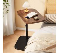 GUHPZA Mesa De Cama Médica, Mesa Auxiliar para Sofá, Mesa Auxiliar En Forma De C De Altura Ajustable, Mesa con Bandeja para TV Giratoria De 360°, Mesa para Computadora Portátil,Marrón