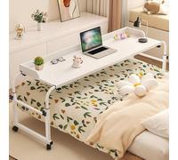 GUHPZA Mesa De Cama Médica Mesa De Noche con Ruedas, Escritorio De Pie con Movilidad Reducida, Carrito para Computadora Portátil, Bandeja De Comida con Ruedas, Altura Y Ancho AJ,Blanco-100 * 45CM