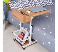 GUHPZA Mesa De Cama Mesa De Cama con Ruedas Giratorias con Bloqueo, Mesa De Hospital con Espacio De Almacenamiento, Mesita De Noche Ajustable Fácilmente, Bandeja De Comida Móvil,Natural