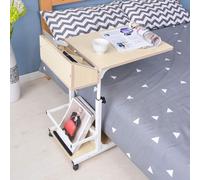 GUHPZA Mesa De Cama Mesa De Cama con Ruedas Giratorias con Bloqueo, Mesa De Hospital con Espacio De Almacenamiento, Mesita De Noche Ajustable Fácilmente, Bandeja De Comida MóvilColor Arce Blanco