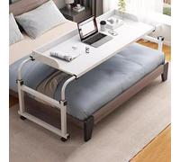 GUHPZA Mesa De Cama Mesa De Cama con Ruedas, Mesa De Computadora con Ruedas Y Altura Ajustable, Mesa De Bar con Ruedas para El Hogar, La Oficina, El Hospital, Mesa De Cama, Mesa,Blanco