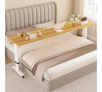 GUHPZA Mesa De Cama Mesa De Cama, Mesa De Estudio Elevable con Ruedas Bloqueables, Escritorio De Pie Móvil/Estación De Trabajo con Computadora De Altura Ajustable, para Hospital,Natural-120x40x68cm